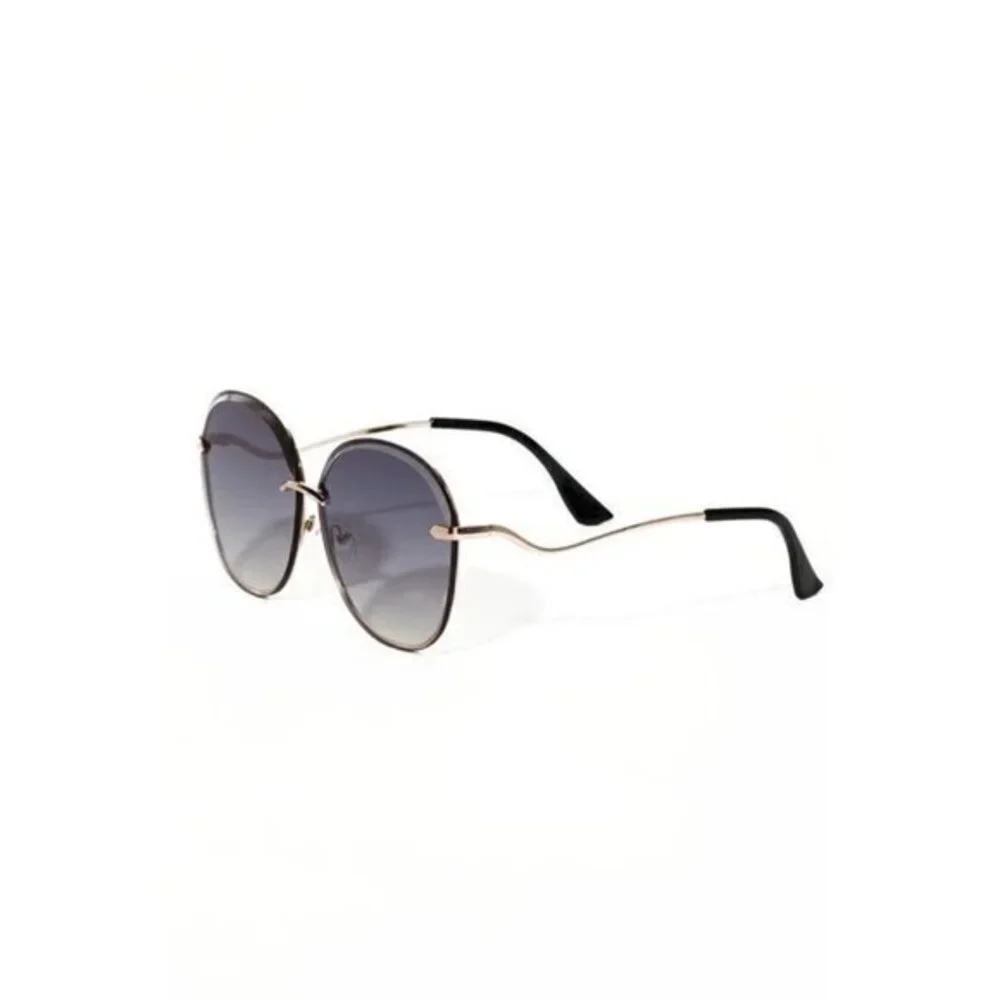 Spectacular Frame Of Mind Round Frame Rimless Sunglasses Black‎